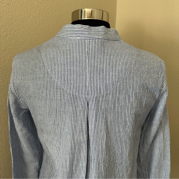 Tahari Linen Blend Stripped Button Up Lagenlook Long sleeves Shirt Size XS - Picture 7 of 10